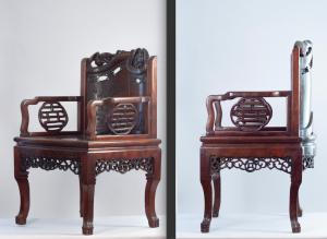 Pair of Chinese armchairs, 19th century
